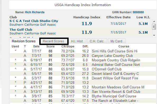 Usga Equitable Stroke Control Chart